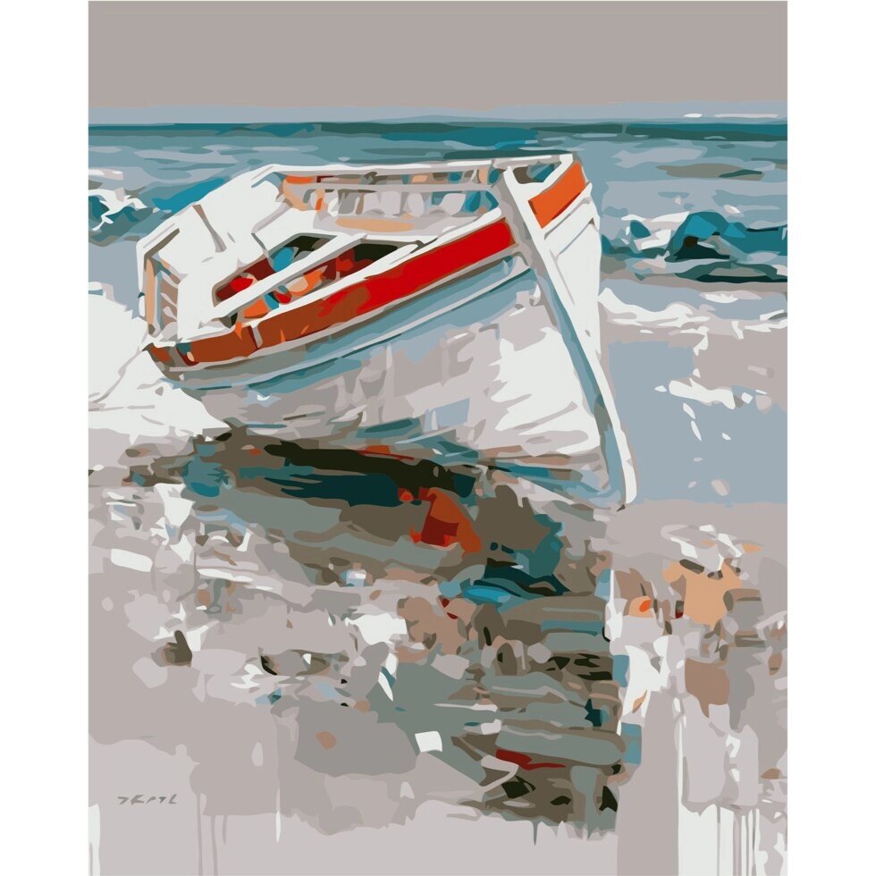 Картина за номерами Білий човен, 40х50 см (VA-0993) від компанії Оптово-роздрібний магазин канцтоварів «ШКОЛЯРИК» - фото 1