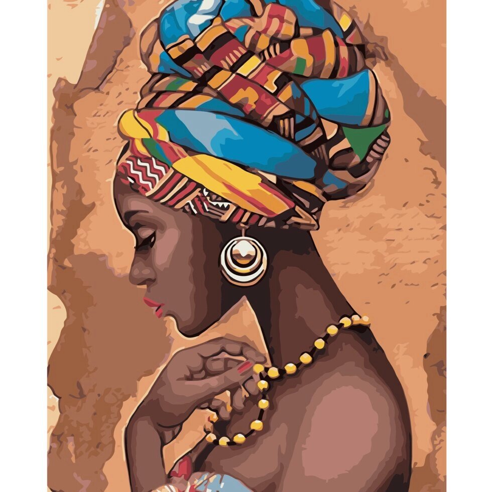 Картина за номерами Дівчина з Африки, 40х50 см (VA-0607) від компанії Оптово-роздрібний магазин канцтоварів «ШКОЛЯРИК» - фото 1