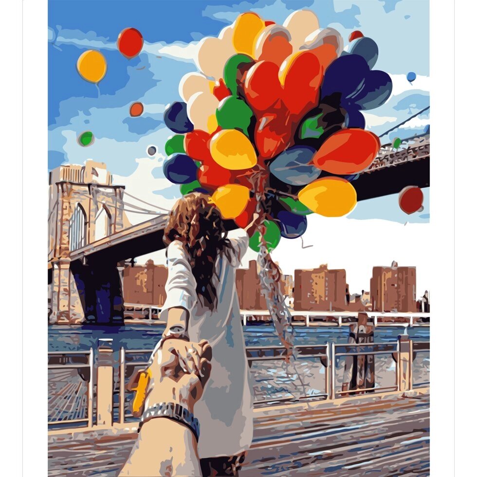Картина за номерами Strateg, Followme. Дівчина з кульками 40х50 см від компанії Оптово-роздрібний магазин канцтоварів «ШКОЛЯРИК» - фото 1