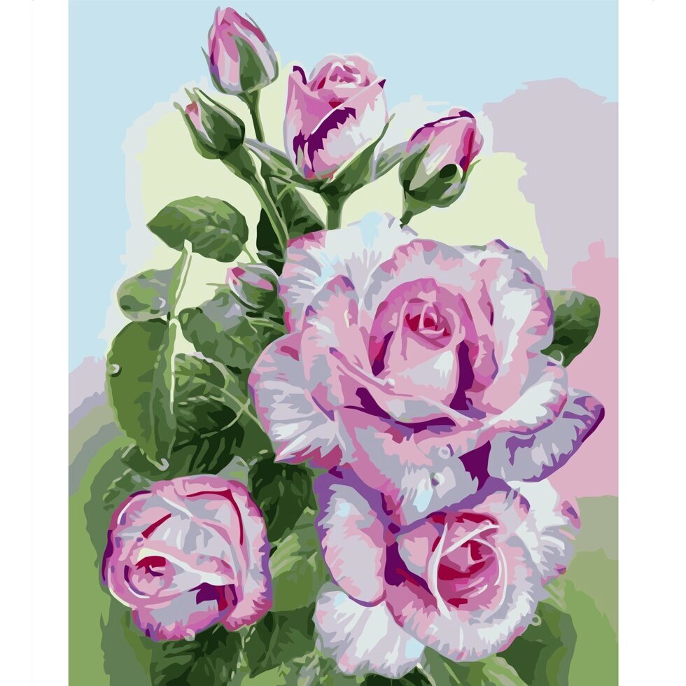 Картина за номерами Strateg Гілочка рожевих троянд, 40х50 см від компанії Оптово-роздрібний магазин канцтоварів «ШКОЛЯРИК» - фото 1