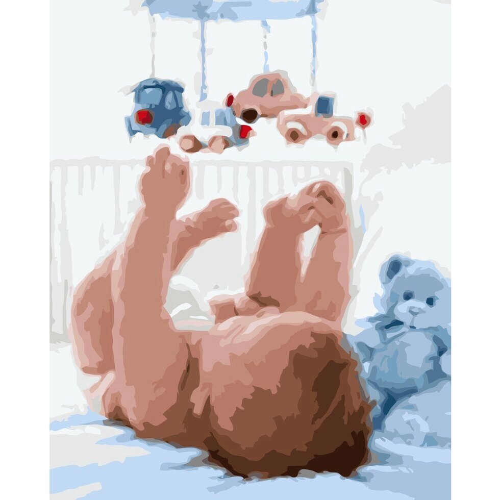 Картина за номерами Strateg Немовля з підвісними іграшками, 40х50 см від компанії Оптово-роздрібний магазин канцтоварів «ШКОЛЯРИК» - фото 1