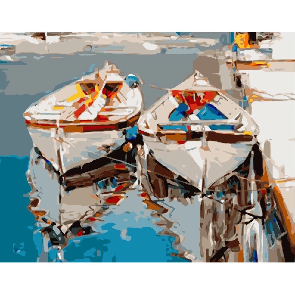 Картина за номерами Strateg Пара білих човнів, 40х50 см від компанії Оптово-роздрібний магазин канцтоварів «ШКОЛЯРИК» - фото 1