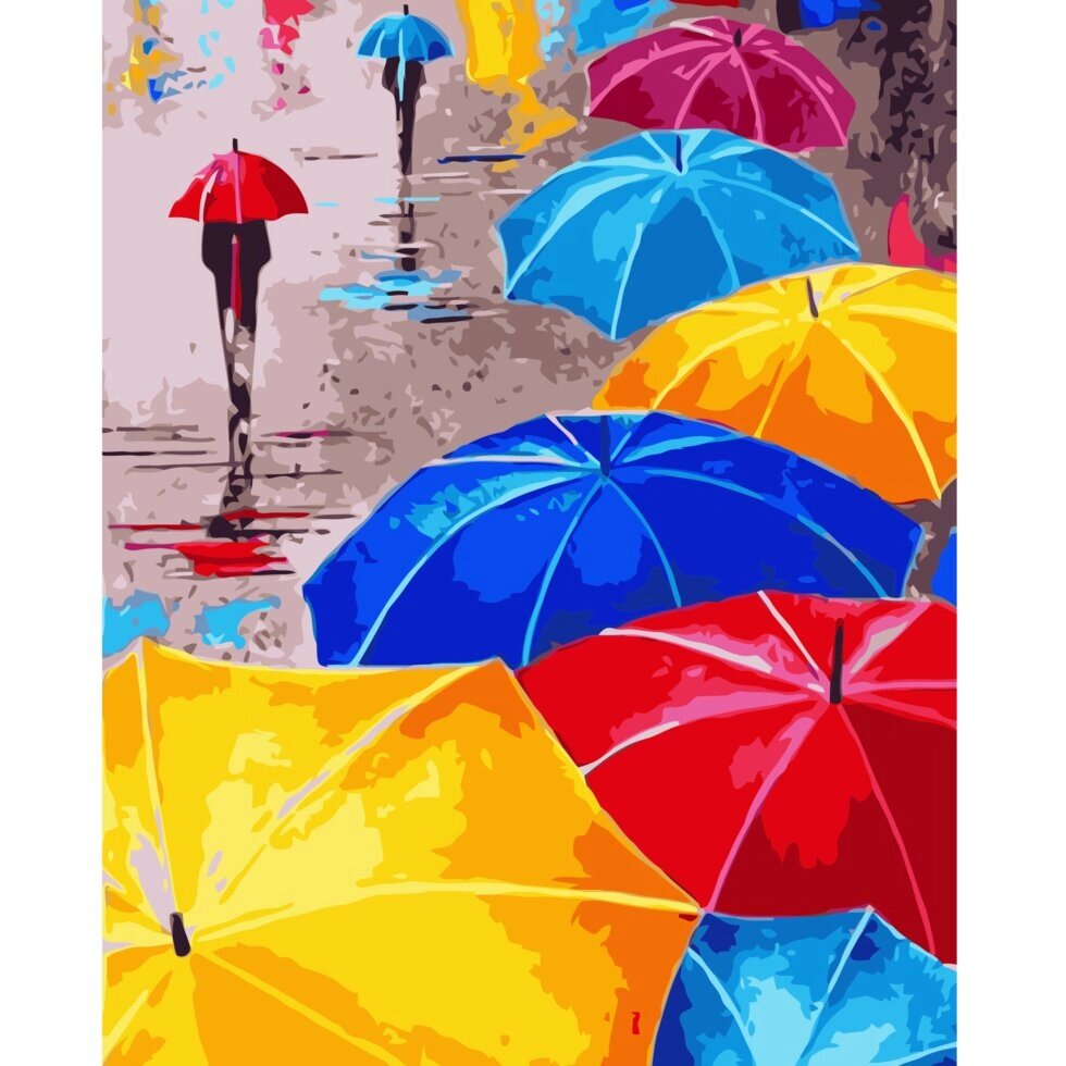 Картина за номерами Яскраві парасольки, 40х50 см (VA-+1328) від компанії Оптово-роздрібний магазин канцтоварів «ШКОЛЯРИК» - фото 1