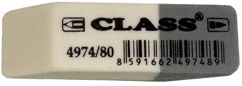 Ластик комбінований біло-сірий 4974/80 Class від компанії Оптово-роздрібний магазин канцтоварів «ШКОЛЯРИК» - фото 1