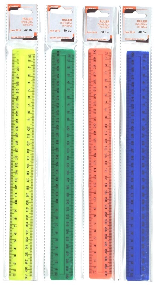 Лінійка 30см пластик кольорова непрозора 9016 Norma від компанії Оптово-роздрібний магазин канцтоварів «ШКОЛЯРИК» - фото 1