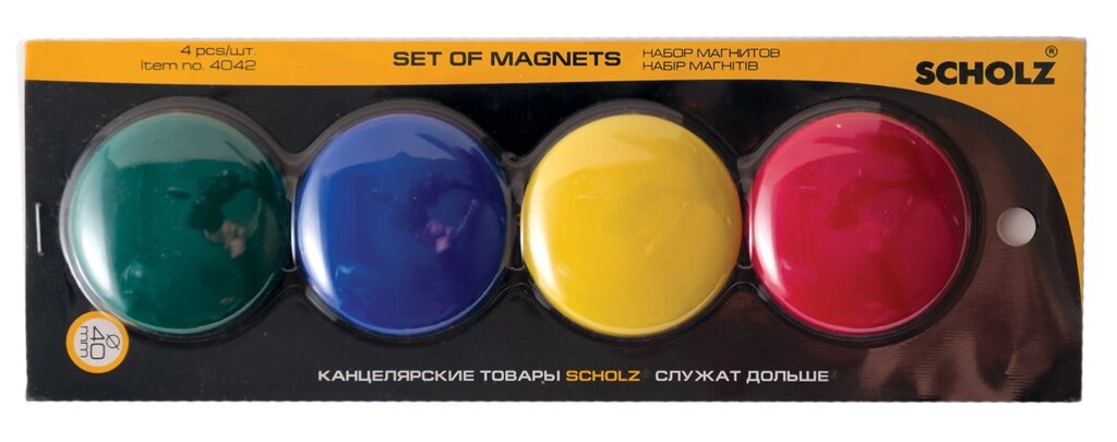 Набір магнітів 4шт діам 40 мм 4042 Scholz від компанії Оптово-роздрібний магазин канцтоварів «ШКОЛЯРИК» - фото 1