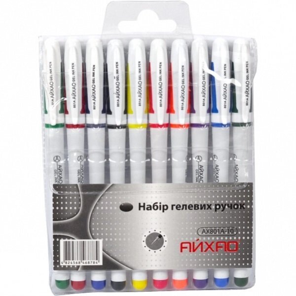 Набір ручок гелевих 801A Original 10 кольорів від компанії Оптово-роздрібний магазин канцтоварів «ШКОЛЯРИК» - фото 1