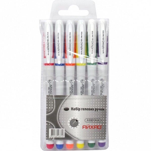 Набір ручок гелевих 801A Original 6 кольорів від компанії Оптово-роздрібний магазин канцтоварів «ШКОЛЯРИК» - фото 1