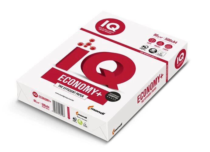 Офісний папір IQ Economy + A4 клас В 500 аркушів від компанії Оптово-роздрібний магазин канцтоварів «ШКОЛЯРИК» - фото 1