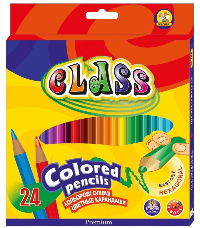Олівці кольорові 24 кольори PREMIUM 1624 Class від компанії Оптово-роздрібний магазин канцтоварів «ШКОЛЯРИК» - фото 1