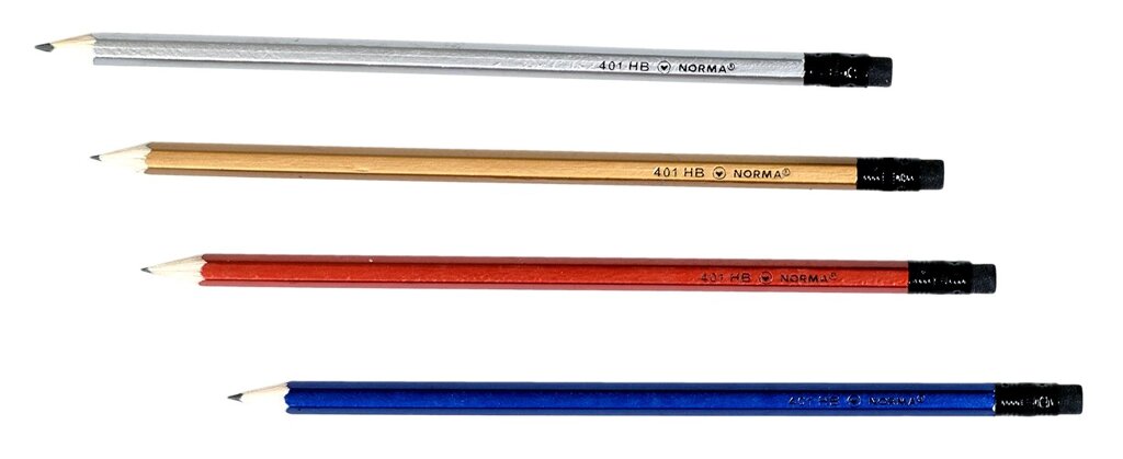 Олівець графітний НВ з гумкою металік 401 Norma від компанії Оптово-роздрібний магазин канцтоварів «ШКОЛЯРИК» - фото 1