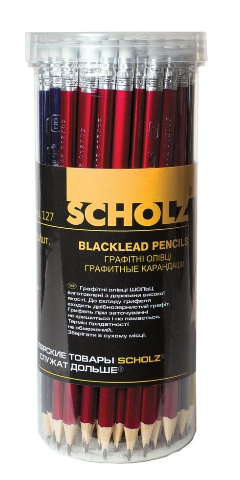 Олівець графітний НВ з гумкою трикутний 127 Scholz від компанії Оптово-роздрібний магазин канцтоварів «ШКОЛЯРИК» - фото 1