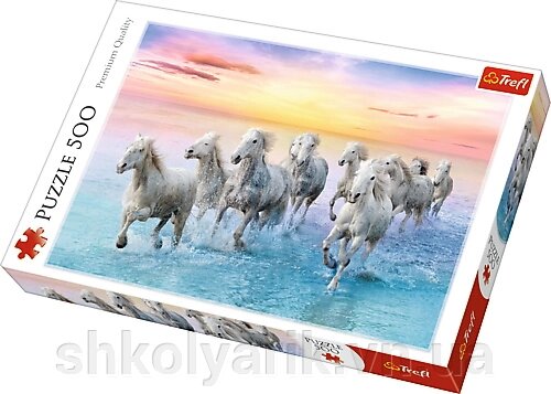 Пазли - (500 елм.) - "Коні скачуть по пляжу" від компанії Оптово-роздрібний магазин канцтоварів «ШКОЛЯРИК» - фото 1