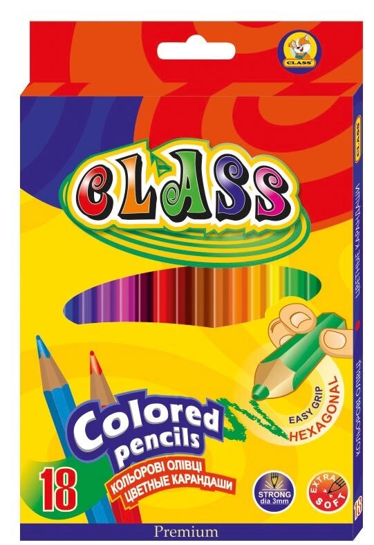 Олівці кольорові 18 кольорів PREMIUM 1618 Class - доставка