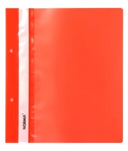 Папка-швидкозшивач А4 PР прозорий верх з перфорацією червона глянцевоя 5262 Norma помаранчевий