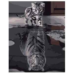 Картина за номерами Кот і тигр (VA-0500)