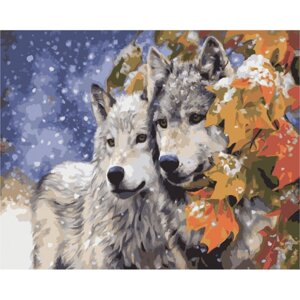 Картина за номерами "Пара вовків" ідейки полотно на підрамнику 40x50см КНО2434