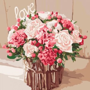 Картина за номерами "Троянди любові" ідейки полотно на підрамнику 40x40см КНО2074