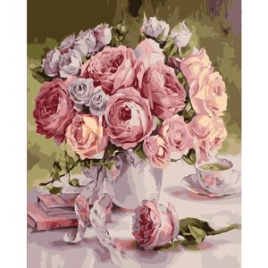 Картина за номерами Strateg Вантажний букет троянд, 40х50 см