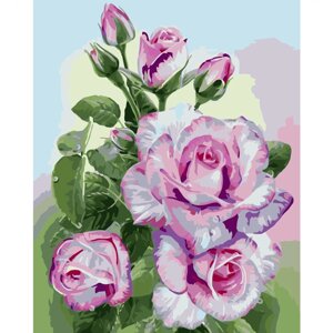 Картина за номерами Strateg Гілочка рожевих троянд, 40х50 см