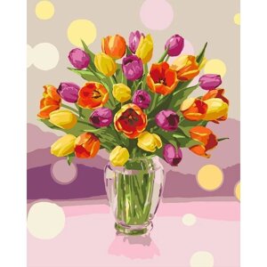 Картина за номерами "Сонячні тюльпани" ідейки полотно на підрамнику 40x50см КНО3064
