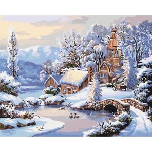 Картина за номерами "Зимовий ранок" ідейки полотно на підрамнику 40x50см КНО2244