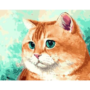 Картина за номерами Strateg Рудий кіт з блакитними очима, 40х50 см