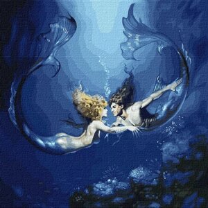 Картина за номерами "Підводна любов з фарбами металік" ідейки полотно на підрамнику 50x50см КНО9526