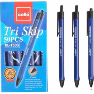 Ручка масляна "Tri Skip" Cello CL-1503 синя червоний