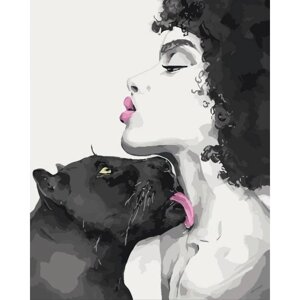 Картина за номерами "Поцілунок пантери" ідейки полотно на підрамнику 40x50см КНО4506