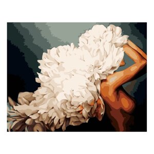 Картина за номерами Strateg Дівчина і білі півонії, 40х50 см