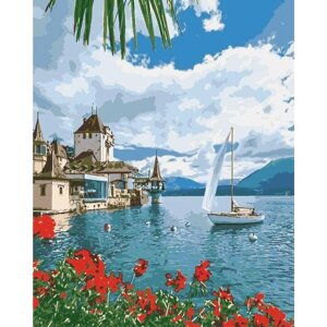 Картина за номерами "Ранок в Швейцарії" ідейки полотно на підрамнику 40x50см КНО2734
