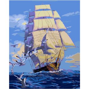 Картина за номерами Strateg Корабель з білими вітрилами, 40х50 см