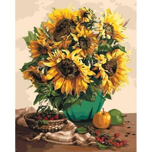 Картина за номерами "Чарівний букет соняшників" ідейки полотно на підрамнику 40x50см КНО3019
