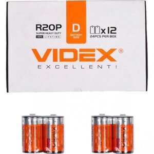Батарейка Videx R2OP / D 2pcs SHRINK