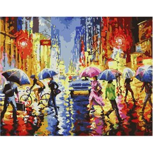 Картина за номерами Strateg Дощ на вулицях мегаполісу, 40х50 см