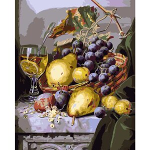 Картина за номерами Strateg Натюрморт з грушаміі виноградом, 40х50 см