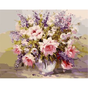 Картина за номерами Strateg Акварельний букет квітів, 40х50 см
