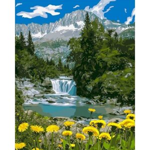 Картина по номерам "Горный водопад" Идейка холст на подрамнике 40x50см КНО2283