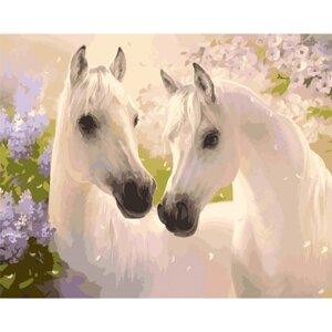 Картина за номерами "Пара коней" ідейки полотно на підрамнику 40x50см КНО2433