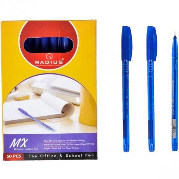 Ручка "MX" RADIUS тонована синя від компанії Оптово-роздрібний магазин канцтоварів «ШКОЛЯРИК» - фото 1