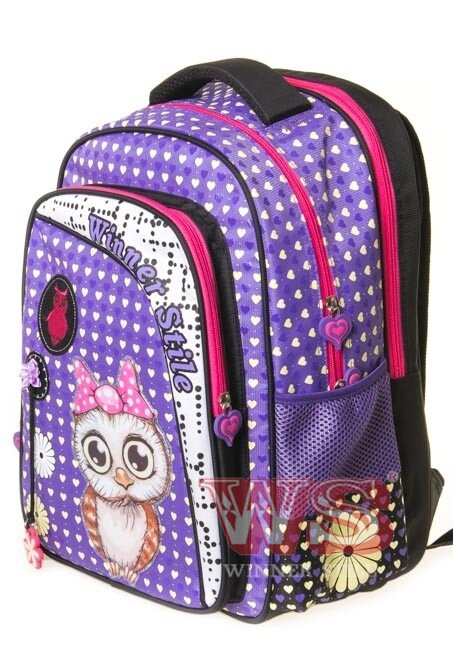 Рюкзак шкільний для дівчаток Winner 194-1 Фіолетовий з рожевим від компанії Оптово-роздрібний магазин канцтоварів «ШКОЛЯРИК» - фото 1