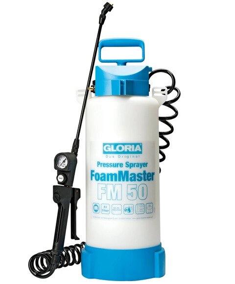 GLORIA Оприскувач 5л FoamMaster FM50 піноутворювач, компр. підключення, тиск-3бар, спірал. шланг від компанії Станмастер - фото 1