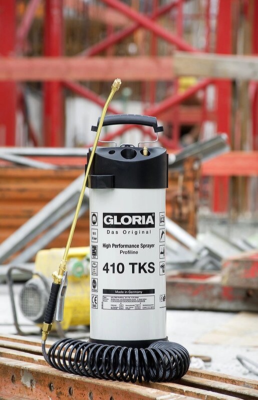 GLORIA Оприскувач Profi 410TKS маслостійкий 10л, спірал. шланг-5м, з підєднанням до компрес. від компанії Станмастер - фото 1