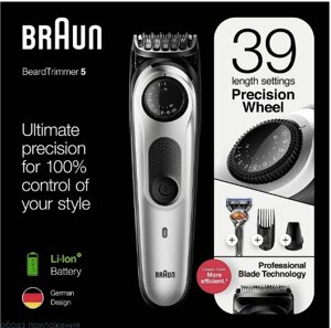 Тример для бороди та волосся Braun BT5260 39 параметрів довжини, чорний/сріблястий