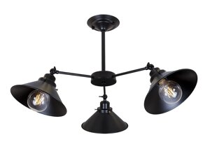 Чорна люстра в стилі лофт на 3 лампи з плафонами із чорного металу Levistella 752F103-3 BK