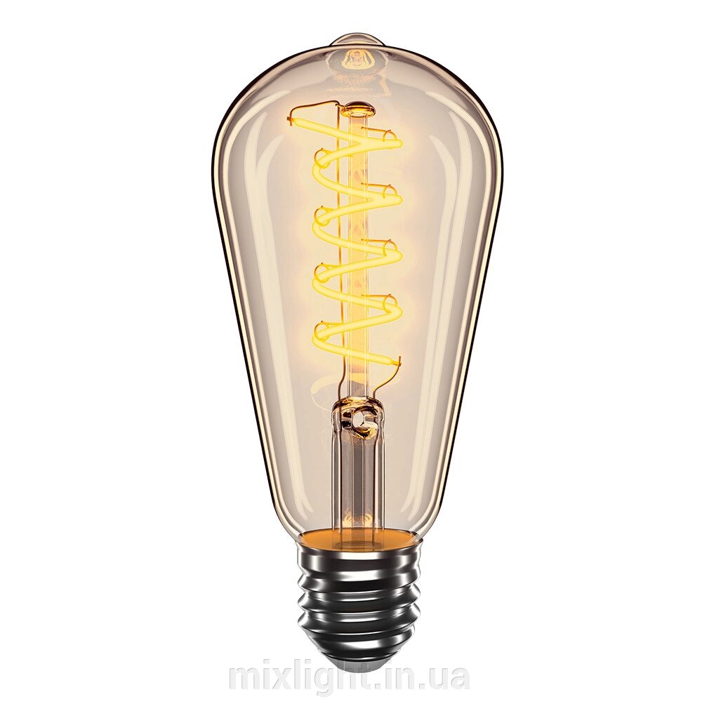 Декоративна філоментна LED лампа 4W, E27, 2700K, 300Lm VELMAX V-Filament-Amber-ST64-Спіраль-V від компанії Mixlight - фото 1