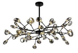 Декоративна чорна люстра з плафонами у вигляді крапель на 45 ламп з цоколем G4 Levistella 918LP447-45 BK+BK