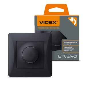Диммер выключатель 600w VIDEX BINERA черный графит VF-BNDM600-BG