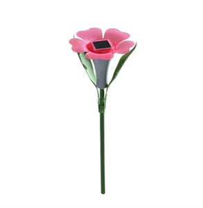 Ґрунтовий світильник "Квітка" 30см рожевий на сонячній батареї